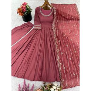 Designer XL Chiffon <b>Top</b>-Bottom and Dupatta Set with Embroidery Work - Product Image 1