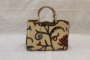 Embroidered ari work Square PU Leather Tote Bag Floral Pattern Shoulder <b>Handbag</b> Carryall for Daily Use and Travel - Product Image 4