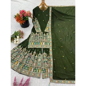 Conjunto de traje de diseñador para mujer con bordado y codificación de trabajo de secuencia Dori - Product Image 5