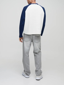 T-shirt à manches longues pour homme de qualité supérieure, coupe ample et ajustée, design OEM personnalisé avec logo de marque, coloris contrastés, 100% coton, 240 GSM - Product Image 5