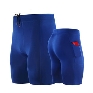 Pantalones Cortos Deportivos Casuales para Hombre, de Compresión, Cintura Media, Cierre de Cremallera, Secado Rápido, para Fitness y Entrenamiento, con Bolsillos, Servicio OEM, Azul - Product Image 1