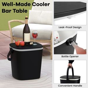 Portable 3-in-1 <b>Cooler</b> Bar <b>Table</b> with Lift Top Lid and Bottle Opener for Camping and Poolside Use - Product Image 3