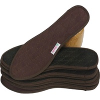 Semelles intérieures en tissu de coton noir sport et confort fabriquées au Vietnam par Huong Que avec logo en relief pour hommes et femmes, doublure en maille chaude à la cannelle