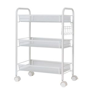 Carrello portaoggetti a tre livelli bianco avorio con gancio rimovibile e rete a nido d'ape raffinata per la pulizia della cucina, del soggiorno e per la conservazione degli alimenti - Product Image 2