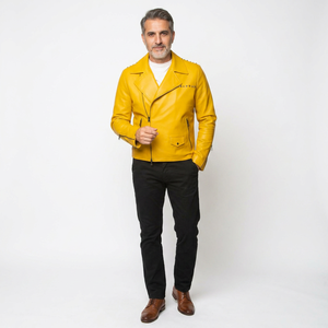 Finer Threads New Style Vintage Leather <b>Jacket</b> Men's Casual Fashion <b>Zip</b>-<b>Up</b> Breathable Lightweight Autumn Coat Collar 320g - Product Image 1