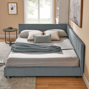 Letto Queen Size Imbottito con Schienale e Braccioli Confortevoli, Divano Letto Queen Size per Camera da Letto e Soggiorno - Product Image 3