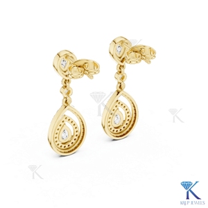 ต่างหูเพชรทรงหยดน้ำ KRUP JEWELS เพชรเลี้ยงในห้องปฏิบัติการ ประดับทองคำแท้ 14K 18K แบบฝังเพชรเต็มเม็ด ทรงหยดน้ำเปิด รับรองโดย IGI หรูหรา - Product Image 3