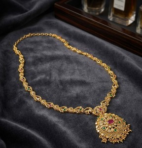 Collier en cuivre plaqué or traditionnel Divyoro pour femmes, cadeau de fiançailles, ensemble de bijoux pour mariage, design floral classique - Product Image 2