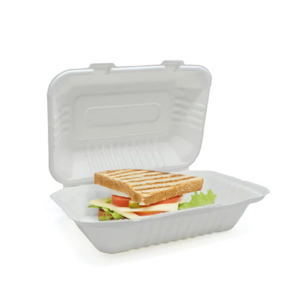 Boîte à lunch jetable biodégradable écologique en bagasse, contenant à clapet avec couvercle articulé pour l'emballage des aliments à emporter - Product Image 3