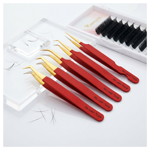 Best Fiber Tip Lash Tweezer Stainless Steel Precision Grip Isolation 90 Degree Boot Beauty Tweezers Set Lash Extension Tweezer - Product Image 1