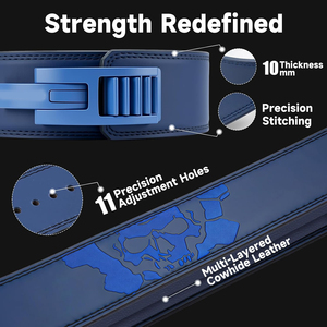 Ceinture de musculation Samroz – Ceinture de soutien lombaire en cuir véritable ultra-résistante de 10 mm pour squats, développés couchés, soulevés de terre - Product Image 2