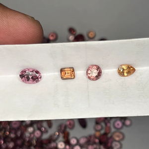Natural Malaya Garnet Oval & <b>Cushion</b> Cut Faceted Mix Shape Gemstone with Color Play - Product Image 1