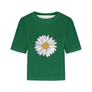 Women's Plus Size Workout Crop Top Three Quarter Sleeve Crew Neck <b>Bows</b> Print Knitted Polyester Spandex Casual Loose Fit T-Shirts - Product Image 1