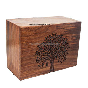 Urnes funéraires en bois de style américain en gros, gravées sur mesure avec un arbre, souvenir commémoratif pour les cendres d'un adulte - Product Image 2