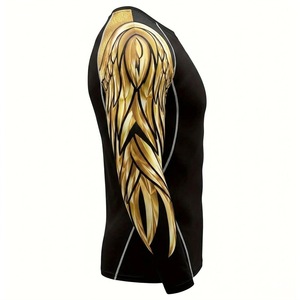 Camiseta de Compresión Premium Gold Wing MMA Rash Guard de Manga Larga Personalizada para Hombre, Ropa Deportiva de Alto Rendimiento - Product Image 2