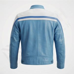 Veste de motard en cuir véritable NAI-0535A, style universitaire, veste de moto tendance, équipement de protection hivernal, couleur personnalisable - Product Image 2