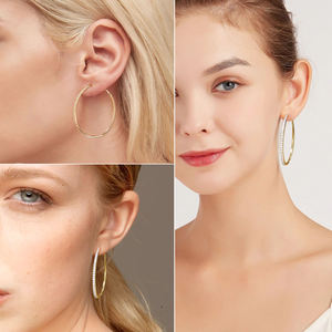 Elegantes pendientes de aro de moissanita atmosféricos, de plata de ley 925, con incrustaciones de moissanita, para mujer. - Product Image 4