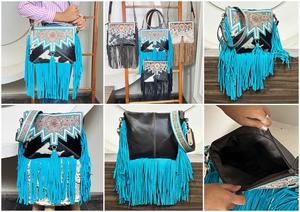 Bolso Bandolera de Cuero Genuino de Vaca con Flecos, Diseño Artesanal, para Mujer, Tendencia de Moda, Western March Expo 2026 - Product Image 3