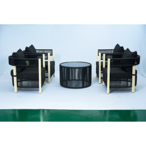 Moderno conjunto de muebles de patio al aire libre de 5 piezas mesa de centro redonda con cojines cuerda tejida juego de conversación - Product Image 6