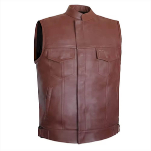 Chaleco de Cuero Genuino Personalizado para Hombre, Estilo Motociclista, Sin Mangas, Cierre de Cremallera Reversible, Casual, Premium, a la Moda - Product Image 1