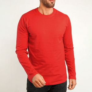 <b>Red</b> Best Color 100% Cotton Long Sleeves <b>T</b>-<b>Shirt</b> For <b>Men</b> Loose Fit Custom New Model Plain Cotton Long Sleeves <b>T</b> <b>Shirt</b> For <b>Men</b> - Product Image 3