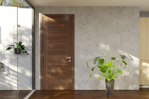 Puerta de WPC Precolgada 100% Compuesto de Madera, Ecológica, Impermeable, con Revestimiento de Película de PVC para Dormitorio y Uso en Villas, Diseño Moderno - Product Image 6