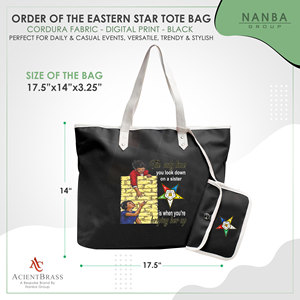 Sac fourre-tout noir brodé Eastern Star, logo OES Order Of The Eastern Star Sister Keeper - Product Image 6
