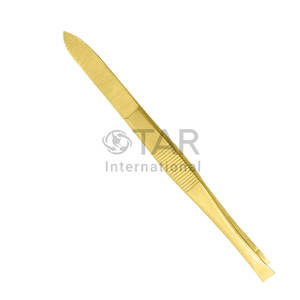 Pinzas Rectas Estrechas de Acero Inoxidable con Punta Dorada, Herramienta de Belleza para Depilación de Cejas, Uso Profesional en Salón de Belleza - Product Image 3