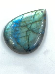 Pierre précieuse naturelle de labradorite, pierre authentique de couleur verte ombrée, forme poire, 68,35 carats, pour la création de bijoux - Product Image 4