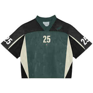 เสื้อยืดโอเวอร์ไซส์ทรงบ็อกซี่ผ้าตาข่ายแบบครอปสำหรับผู้ชาย สไตล์สตรีทแวร์แนวสปอร์ต  พร้อมลายตัวอักษรแบบเรียบๆ - Product Image 1