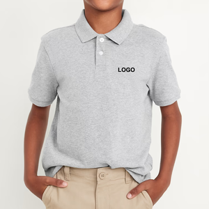 เสื้อโปโลนักเรียนสีแดงเลือดหมู ผ้าฝ้าย ยูนิเซ็กซ์ พิมพ์โลโก้ สำหรับเด็ก - Product Image 3