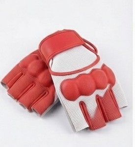 KLTW Red <b>Suede</b> Half Finger Workout <b>Gloves</b> With Adjustable Wrist Strap For Fitness Exercise All Seasons - Product Image 5