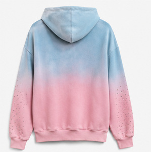 Sudadera con capucha de gran tamaño de alta calidad con degradado, manga larga, de algodón tejido, con detalles de lentejuelas, para otoño, para mujer. - Product Image 2
