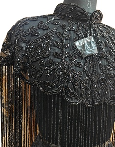 Crystal Black Spring Party Hot European and American Style High Neck High Fashion Sexy Fringed Embroidery Handmade Poncho Cape - Product Image 2