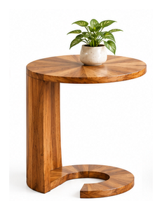 Solid Walnut Wood Washable <b>Side</b> <b>Table</b> Round End <b>Table</b> <b>C</b> <b>Shaped</b> Bedside Accent <b>Table</b> Modern Living Room Furniture Decoration - Product Image 1