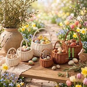 Premium Quality Hand woven Baskets With Handle Customize Sizes Variety Colors For Easter Decorations Gifts From Vietnam - Product Image 6
