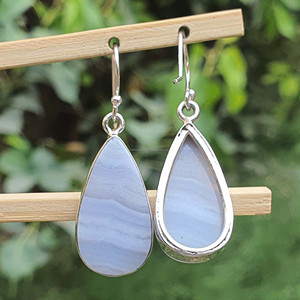 ทำด้วยมือ925วินเทจเงินหยดน้ำตาสีฟ้าลูกไม้อาเกตต่างหูชุบทองเครื่องประดับงานหมั้นของขวัญแต่งงานขายส่ง - Product Image 4