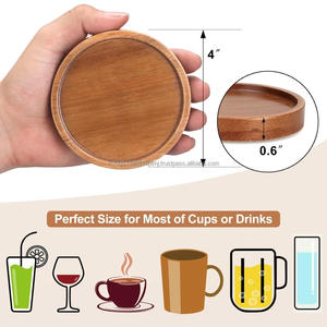 Vente en gros de sous-verres ronds en bois de manguier personnalisés, lot de 6 avec support en métal, sous-verres polis décoratifs pour table à manger et de mariage - Product Image 2