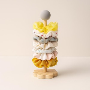 Wooden Hair Scrunchie Holder Stand <b>Table</b> Top Organizer Minimalist Style Stackable Display Rack For Hair Accessories From India - Product Image 2