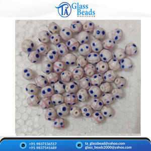 ลูกปัดแก้วแฮนด์เมดลายจุดสีฟ้าลายทางสีชมพูแบบใหม่สำหรับทำเครื่องประดับ - Product Image 2