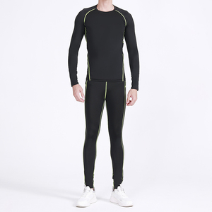 <b>Men's</b> High Waist Quick Dry Breathable <b>Compression</b> <b>Tights</b> 2 Piece Set <b>for</b> Fitness Sports Training Active Wear - Product Image 1