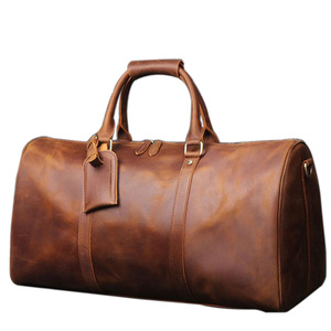 Vintage Genuine PU <b>Leather</b> Weekender <b>Bag</b> Large Capacity Travel Gym Sports Duffel Overnight Weekend Luggage Zipper Closure Men - Product Image 6