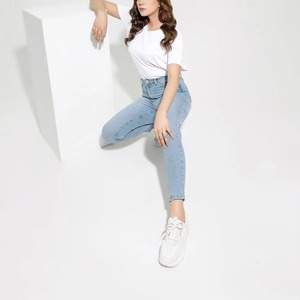 Custom Made Comfortable Quick Dry Windproof Denim <b>Tight</b> Jeans Breathable <b>Winter</b> Casual Sand Wash Ankle-Length - Product Image 4