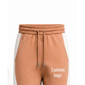 Custom Logo Brown White Color Blocking Tracksuit 100% Set Full <b>Zip</b> <b>Hooded</b> 450 Gsm Sweatshirt Pants - Product Image 4