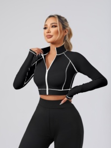 Women's <b>Lightweight</b> Zip Sleeve Sports <b>Jacket</b> Spring Polyester/Nylon Long Gym Sweaters Yoga <b>Running</b> Fitness Athletic Jogging - Product Image 2