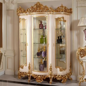 Juego de Comedor Clásico Francés Blanco de Lujo, Mesa de Comedor de Teca Sólida y Mármol, Aparador, Vitrina, Colección - Product Image 3