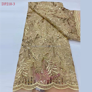 Dp210 Màu Xanh Lá Cây Phi Vải 2023 Chất Lượng Cao Nigeria Ren Vải Với Sequins Pháp Cho Bên Váy - Product Image 4