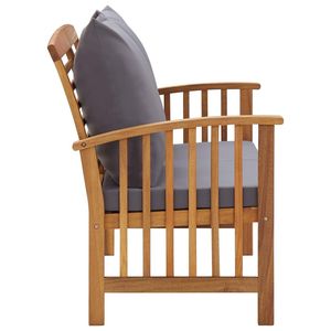 Panca da Giardino con Cuscini Grigio Scuro e Legno Naturale per Uso Esterno - Product Image 3