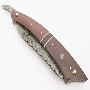 Couteau de poche en acier Damas fait main de haute qualité avec étui en cuir, cadeau idéal pour le camping, pour papa, OEM et ODM pris en charge - Product Image 5