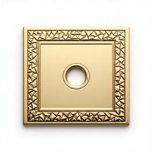 Square Brass Backplate With Pyramid Border And Central Hole Contemporary Design Powder Coated Finish - Product Image 1